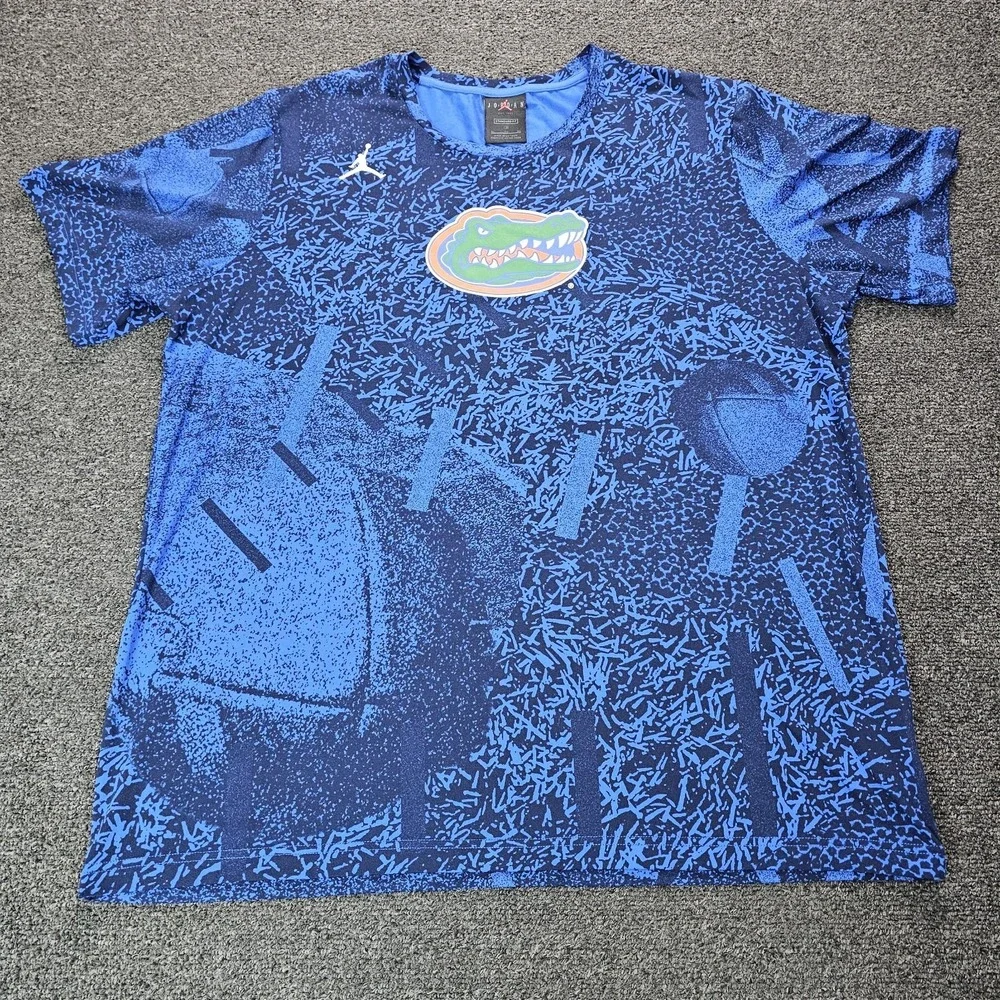 Jordan Florida Gators Shirt Men XL Blue NCAA Football AOP Long Sleeve University